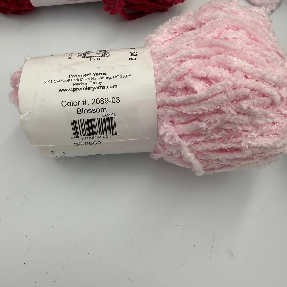 Lot of Premier Just Yarn Dream Chenille Yarn Bundle Red Pink Black Super Bulky